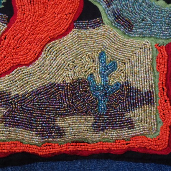 Vintage Ultimate Hand Beaded Chili Denim Jacket sz M - Picture 6 of 8